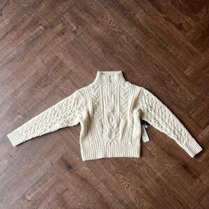 RD Style Cream Cable Knit Turtleneck Sweater